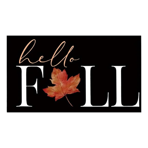 Hello Fall Door Mat, 23.62X15.75" Autumn Maple Leaf Doormat, Black Background Seasonal Welcome Entry Rug, Soft Absorbent Front Door Mat, Anti Slip Autumn Decor Floor Mat, Fall Harvest Decorations