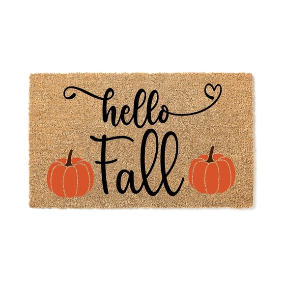 Hello Fall Door Mat | Pumpkin Fall Doormat | Welcome Mat | Fall Leaves Door Mat | Fall Autumn Decor Gift | Home Doormat | Custom Doormat