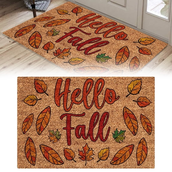 Hello Fall Door Mat Welcome Floor Front Doormat Thanksgiving Outdoor Rug Leaves Decor Floor Front Door Mat Non-Slip Entrance Mat For Home Kitchen Bathroom Decorations