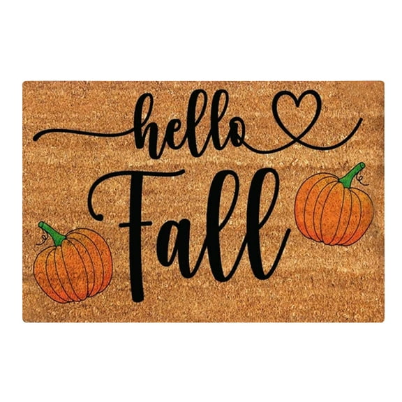 Hello Fall Doormat Autumn Themed Outdoor Indoor Welcome Mat Durable Non Slip Coir Entryway Rug for Front Porch Home Decor Seasonal Decoration