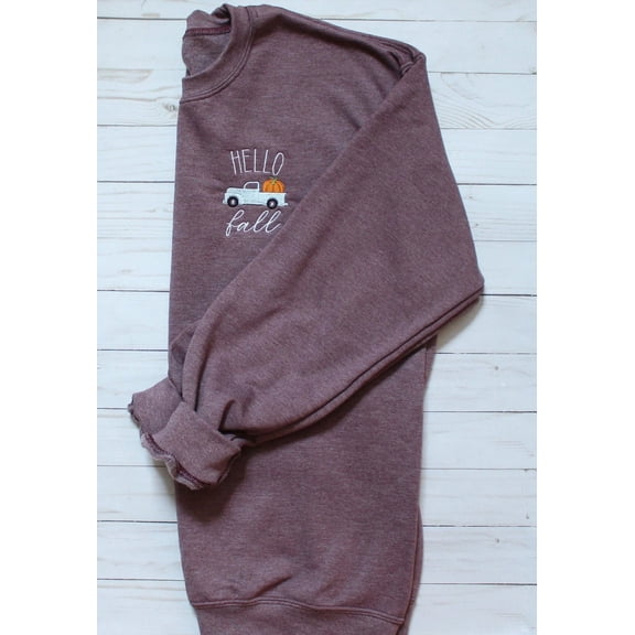 Hello Fall Embroidered Crewneck Sweatshirt