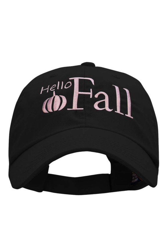 Hello Fall Embroidered Low Profile Structured PET Spun Cap - Black OSFM