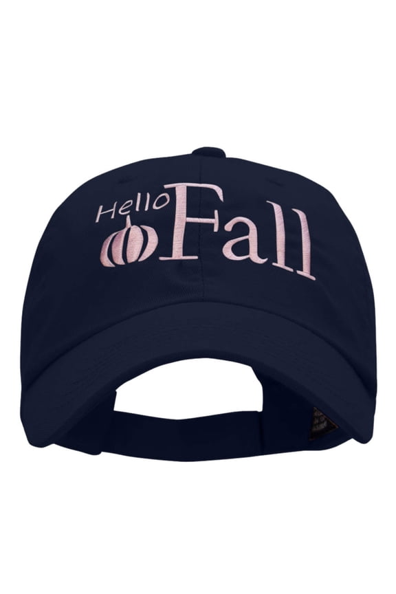 Hello Fall Embroidered Low Profile Structured PET Spun Cap - Navy OSFM