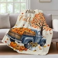 thumbnail image 1 of Hello Fall Fleece Throw Blanket for Couch, Rustic Thanksgiving Pumpkin Truck Maple Leaf Tree Microfiber Flannel Blanket, Lightweight Soft Throw Blankets for Women, Girls, Adults, 50"x80", 1 of 3