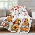 thumbnail image 1 of Hello Fall Fleece Throw Blanket for Couch, Thanksgiving Gnomes Mapel Leaf Pumpkins Microfiber Flannel Blanket for All Season, Lightweight Soft Throw Blankets for Women, Girls, Adults, 50"x80", 1 of 9