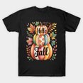 thumbnail image 1 of Hello Fall Funny Autumn Retro Season Greeting Pumpkin Spice Leaves Art - Last-Minute Gift G4016 T-Shirt, for men and women, Up to Size 5XL, 1 of 2