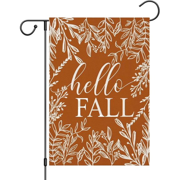 Hello Fall Garden Flag,Autumn Maple Leaves pattern Seasonal Decor for Autumn Harvest Farmhouse Holiday Thanksgiving,Fall Garden Flags for Outside Yard12x18 Inch Vertical Double Sided
