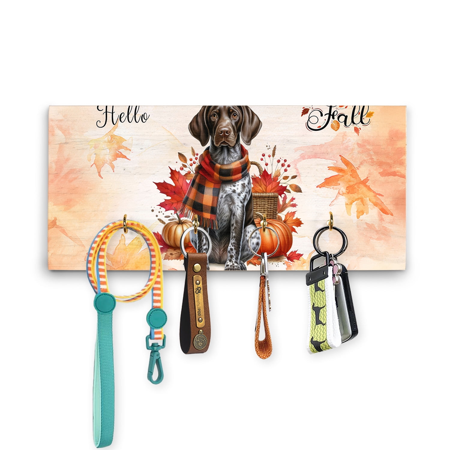 Hello Fall German Shorthaired Pointer Scarf Welcome Autumn with Leaves ...