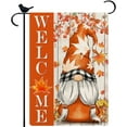 thumbnail image 1 of Hello Fall Gnome Small Garden Flag 12.5×18 Inch Double Sided Burlap Welcome Pumpkin Chrysanthemum Banner Outside Vertical Holiday Yard Flag, 1 of 6
