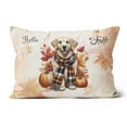 thumbnail image 1 of Hello Fall Golden Retriever Scarf Welcome Autumn with Leaves Pumpkins Pillow Cushion Double Sided Goldens Dog Lover Gifts Idea Throw Pillow - 00011, 1 of 4