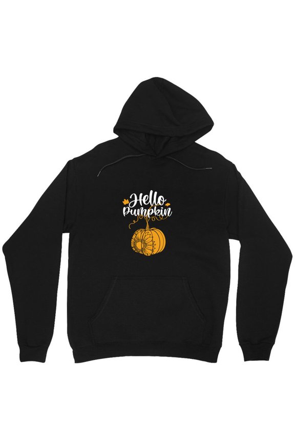 Hello, Fall Halloween Graphic Funny Holiday Creepy Season Simple Text Art Cute M8839 Unisex Hoodie, Up to Size 5XL