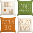 thumbnail image 1 of Hello Fall Harvest Pumpkin Spice Thanksgiving Throw Pillow Covers, 20 x 20 Inch Autumn Leaves Seasonal Cushion Case for Sofa Couch Set of 4, 1 of 6
