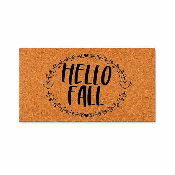 Hello Fall Heart Circle | Fall Doormat | Welcome Mat | Fall Leaves Door Mat | Fall Autumn Decor Gift | Home Doormat | Custom Doormat| New