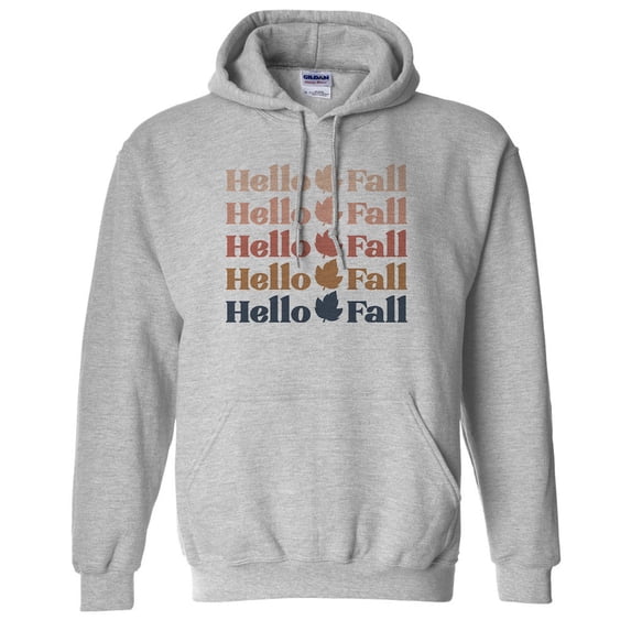 Hello Fall Hoodie Sweatshirt Unisex 2X-Large Grey