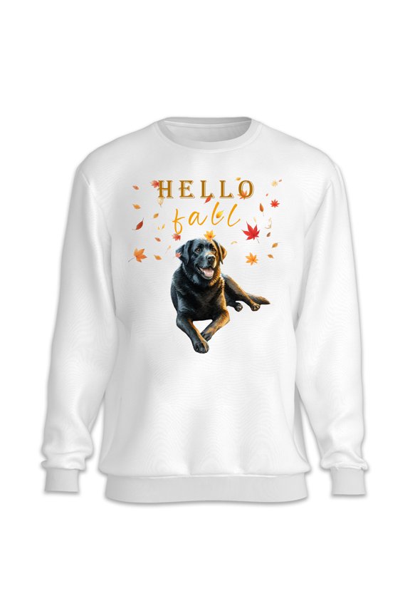Hello Fall Labrador Retriever Enjoys Warm Campfire Autumn Night Bright Moon Sweatshirt Unisex Merch Lab Dog Lover Gifts - 01008