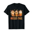 thumbnail image 1 of Hello Fall Latte Coffe Pumpkin Fall Y'All Leopard Peace Love T-Shirt, 1 of 5