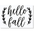 thumbnail image 1 of Hello Fall Laurel Leaf Wreath Vinyl Art Sticker Outdoor Autumn Wall Home Décor, 8x6-Inch Glossy Black, 1 of 6