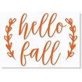 thumbnail image 1 of Hello Fall Laurel Leaf Wreath Vinyl Art Sticker Outdoor Autumn Wall Home Décor, 8x6-Inch Glossy Orange, 1 of 6