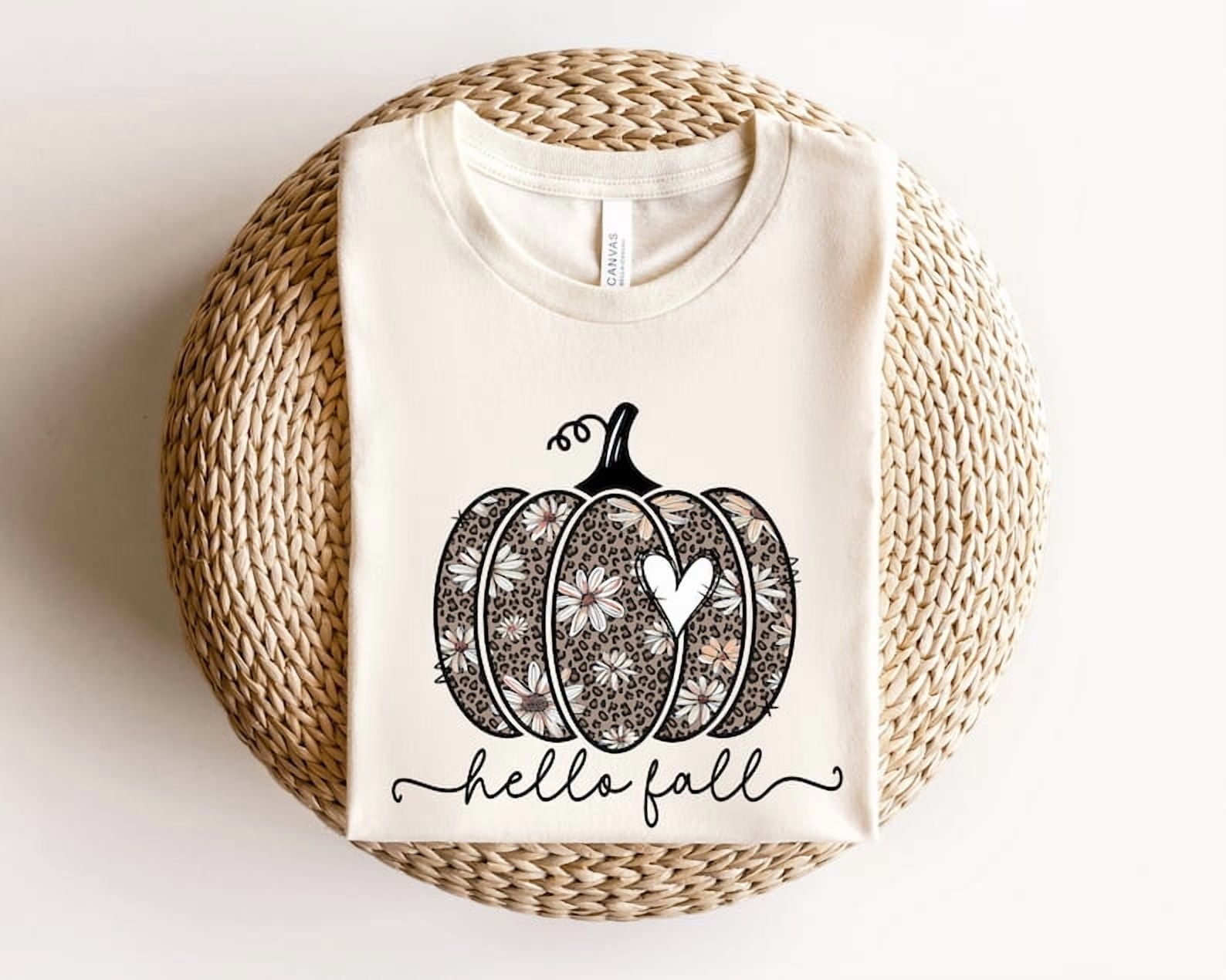 Hello Fall Leopard Print Pumpkin Shirt, Fall Vibes Shirt, Happy Fall Y ...