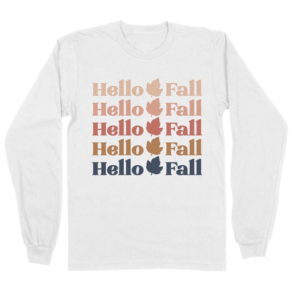 Hello Fall Long Sleeve Shirt Unisex Large White