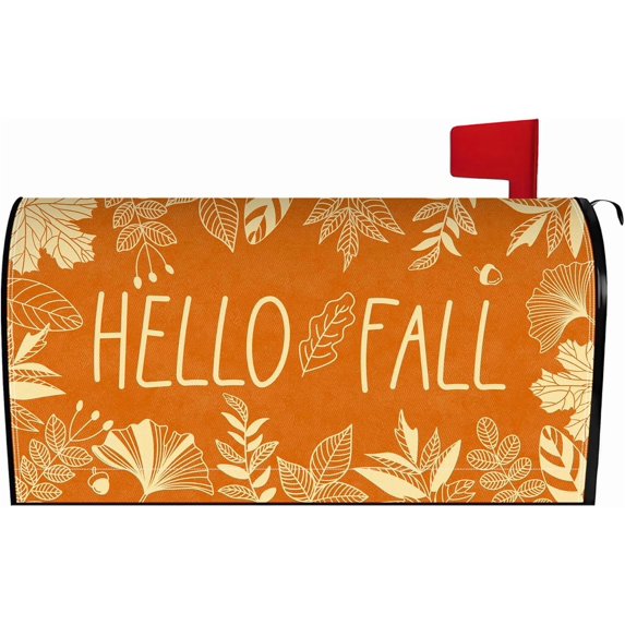 Hello Fall Mailbox Covers Magnetic Fall Thanksgiving Mailbox Cover Autumn Post Letter Box Cover for Garden Yard Decor 21x18 Inch