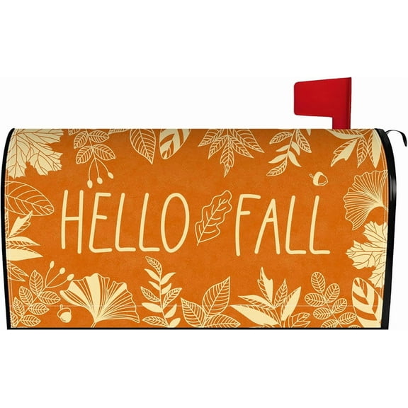 Hello Fall Mailbox Covers Magnetic Fall Thanksgiving Mailbox Cover Autumn Post Letter Box Cover for Garden Yard Decor 21x18 Inch
