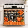 thumbnail image 1 of Hello Fall Oven Skirts Rustic Pumpkin Buffalo Plaid Farmhouse Tie Top Oven Curtain for Door Decorative Stove Cover Dishwasher Cover for Cottage Kitchen Decor, 1 of 7