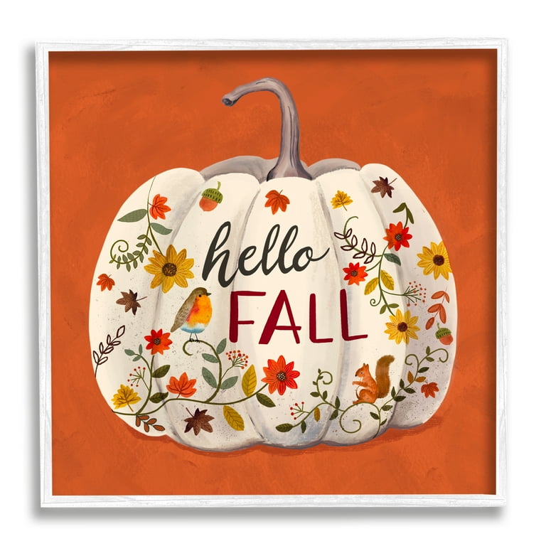 Floral Pumpkins White Framed Print Wall Art Floral Pumpkins White Framed Print Wall Art