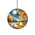 thumbnail image 1 of Hello Fall Persian Enjoys Warm Campfire Autumn Night Bright Moon Ceramic Round Ornament Cat Lover Kitten Owner Gifts Home Tree Decor - 01008, 1 of 5