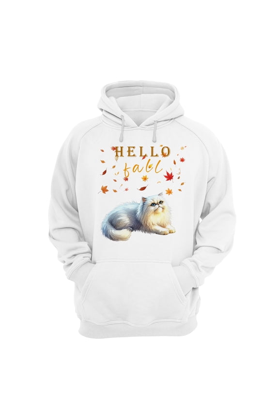 Hello Fall Persian Enjoys Warm Campfire Autumn Night Bright Moon Hoodie Unisex Merch Hoodies Cat Lover Kitten Owner Gifts - 01008