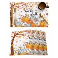 thumbnail image 1 of Hello Fall Placemats Set of 8 Thanksgiving Orange White Pumpkin Leaf Autumn Heat Insulation Washable Place Mats, Rustic Non-Slip Table Mats for Dining Table Party Kitchen Decor,13x19 Inch, 1 of 4