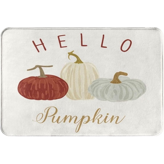 Hello Fall Pumpkin Bath Mat Rug for Bathroom Floor Plush Mats Small Bathmats Soft Washable Non Slip Absorbent Shower Carpet Kitchen Sink Rugs Bathroom Decor Accessories