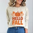 thumbnail image 1 of Hello Fall Pumpkin Distressed - Women's Graphic Sweatshirt, 1 of 21