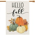 thumbnail image 1 of Hello Fall Pumpkin House Flag 28x40 Inch Double Sided, Autumn Sign Seasonal Yard Outdoor Thanksgiving Decor DF310-28, 1 of 5