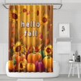 thumbnail image 1 of Hello Fall Pumpkin Maple Leaf Shower Curtain,Washable Show Curtain with Hooks Retro Polyester Fabric Curtains for Bathroom Bathtub Autumn Holiday, 1 of 5