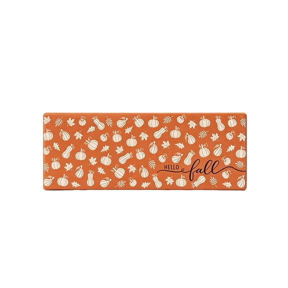 Hello Fall Pumpkin Runner Rug, Autumn Harvest Thanksgiving Long Floor Mat for Kitchen Hallway Entryway Indoor Home Decor, 48 x 18 Inch