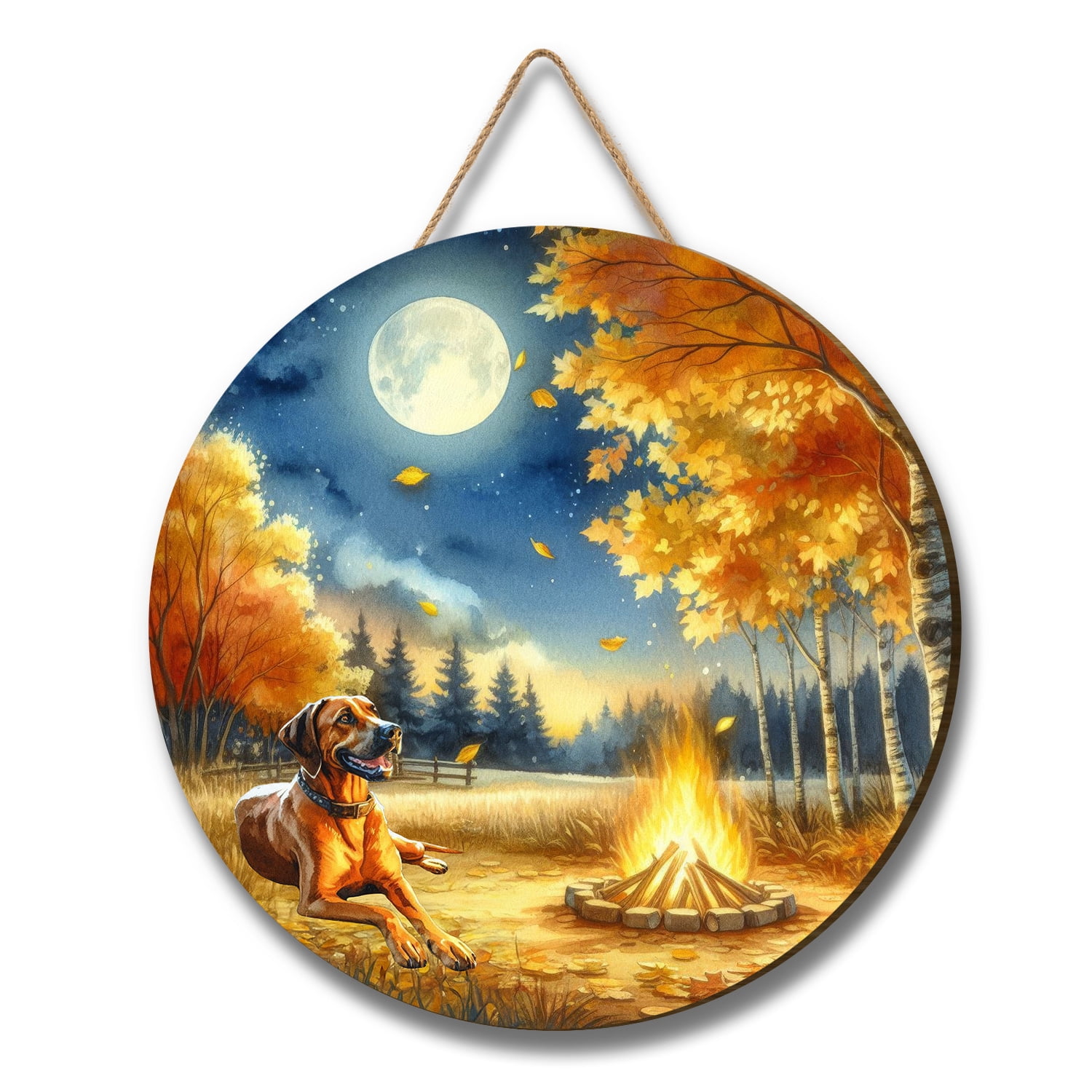 Fall Ridgeback Hello Fall Rhodesian Ridgeback Enjoys Warm Campfire Autumn Night Bright ...