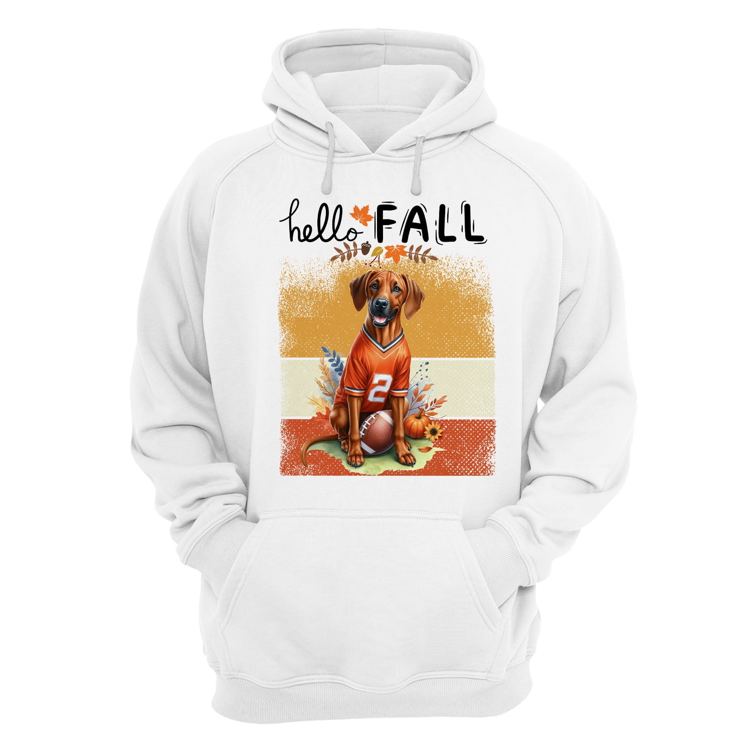 Fall Ridgeback Hello Fall Rhodesian Ridgeback Football Welcome Autumn with Leaves ...