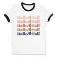 thumbnail image 1 of Hello Fall Ringer Tee Shirt Unisex Small White/Black, 1 of 5