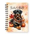 thumbnail image 1 of Hello Fall Rottweiler Scarf Welcome Autumn with Leaves Pumpkins Spiral Bound Journal Rottie Dog Lover Gifts Idea 5x7in Spiral Notebook - 00011, 1 of 5