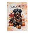 thumbnail image 1 of Hello Fall Rottweiler Scarf Welcome Autumn with Leaves Pumpkins Vertical Matte Canvas Poster Rottie Dog Lover Gifts Idea Wall Art Home Decor - 00011, 1 of 5