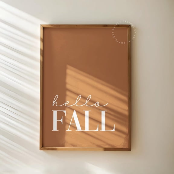 Hello Fall Rustic Orange Decor, Unframed Paper Print Size 8x12