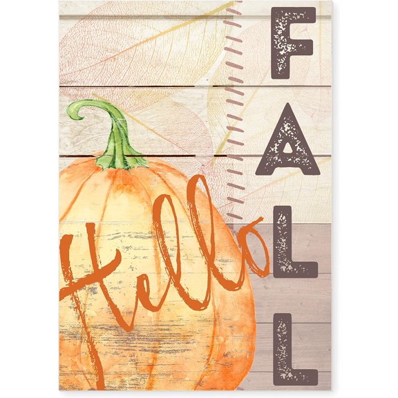 Hello Fall Rustic Wood Wall Sign 8x12