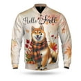 thumbnail image 1 of Hello Fall Shiba Inu Scarf Welcome Autumn with Leaves Pumpkins All Over Print 3D Baseball Jacket Shibas Dog Lovers Gifts Idea Bomber Jacket Softball - 00011, 1 of 6