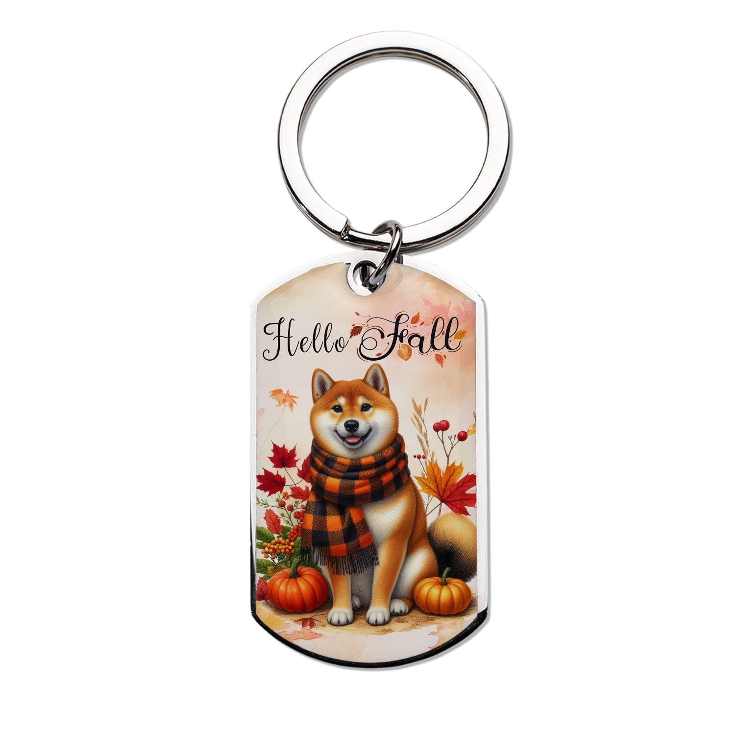 Hello Fall Shiba Inu Scarf Welcome Autumn with Leaves Pumpkins ...