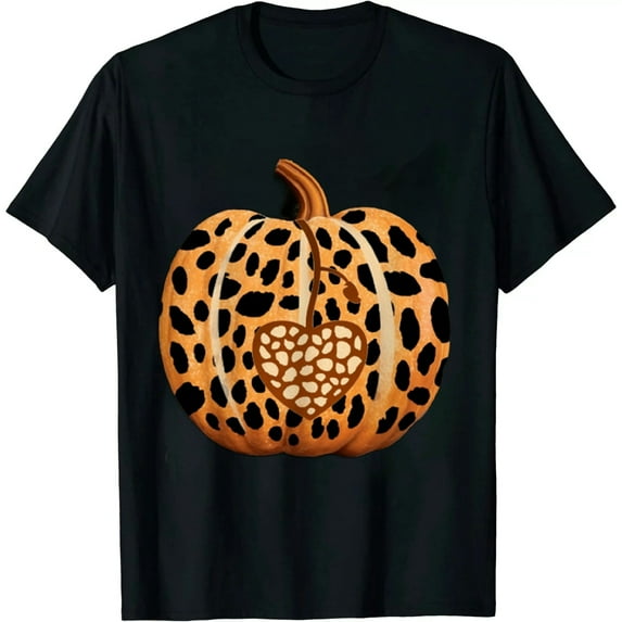 Hello Fall Shirts for Women Leopard Pumpkin Graphic T-Shirts Funny Thanksgiving Gifts Tee Tops