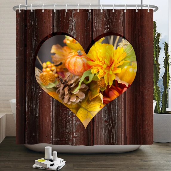 Hello Fall Shower Curtain Autumn Maple Leaves Pumpkin Bathroom Decor Polyester Fabric Cloth Shower Curtain With Hooks Room Decor