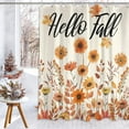 thumbnail image 1 of Hello Fall Shower Curtain, Fall Floral Flowers Shower Curtains for Bathroom, Autumn Thanksgiving Day Harvest Farmhouse Decor Waterproof Fabric with Hooks 72x72 Inch, 1 of 6