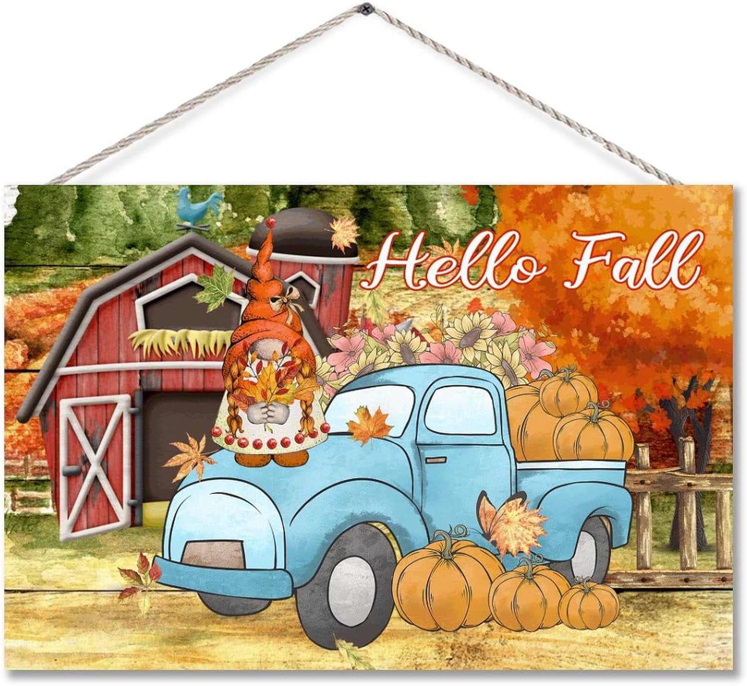 Hello Fall Sign Hello Fall Door Sign Wooden Farmhouse Home Sign Welcome ...