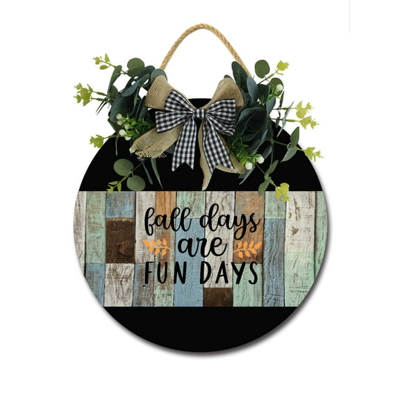 Hello Fall Sign Front Door Porch Decorations, Round Rustic Wood Hanging Sign for Farmhouse Porch Outdoor Home Holiday Front Door Sign Decor